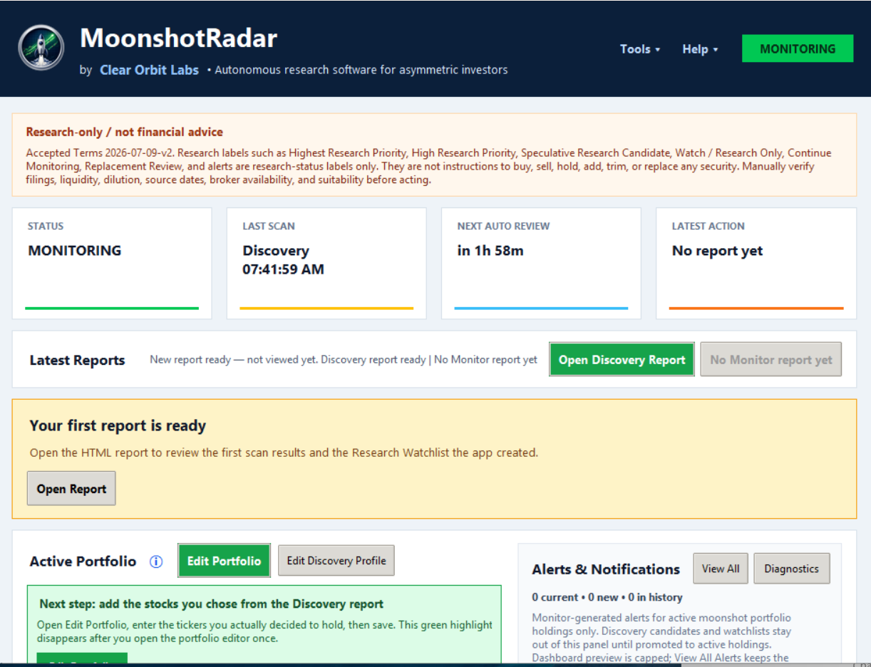 MoonshotRadar dashboard screenshot